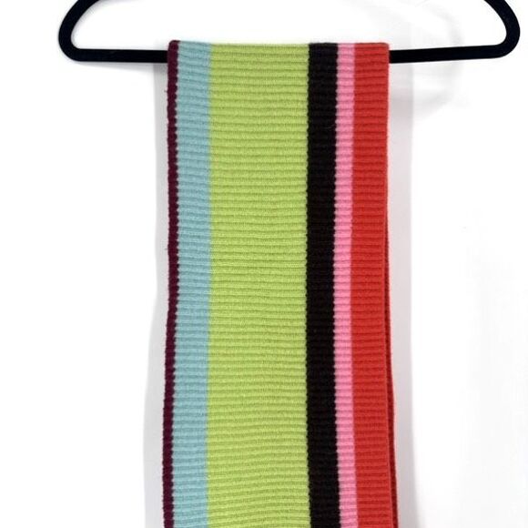 Vintage Y2K Lambswool & Angora Rainbow Striped Fringe‎ Winter Scarf Colorful - Picture 7 of 15